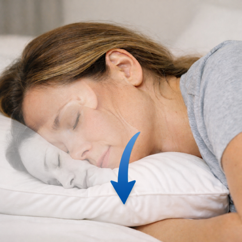 Spanie na miękkiej poduszce powodujące zapadanie głowy i przeciążenie szyi